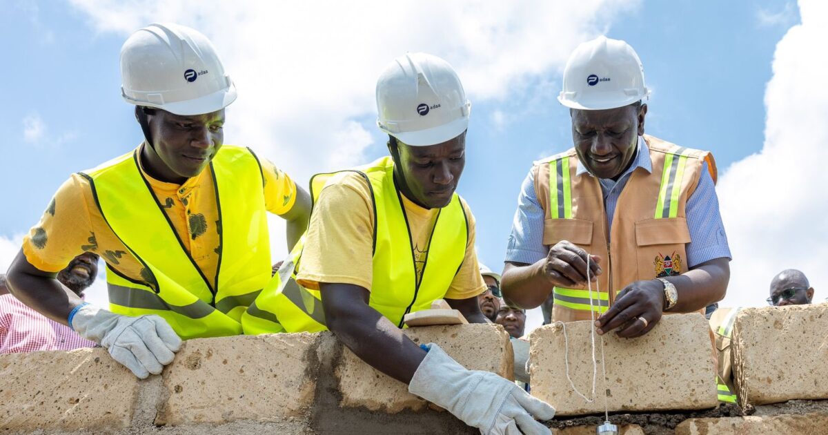 William Ruto lays the foundation stone for the Alego Usonga Affordable and Decent Housing Project, a transformative initiative aimed at expanding access to dignified housing, creating jobs, and improving livelihoods in the community