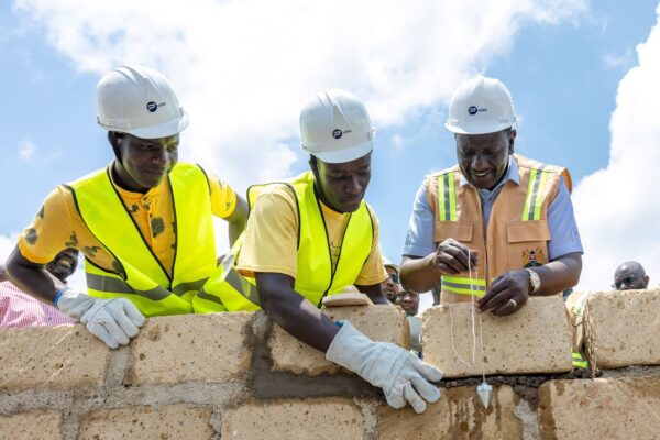 William Ruto lays the foundation stone for the Alego Usonga Affordable and Decent Housing Project, a transformative initiative aimed at expanding access to dignified housing, creating jobs, and improving livelihoods in the community